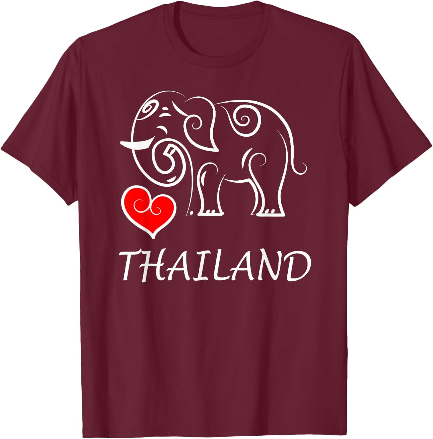 I Love Thailand Elephant Souvenir T-Shirt - T-Shirt | Maroon
