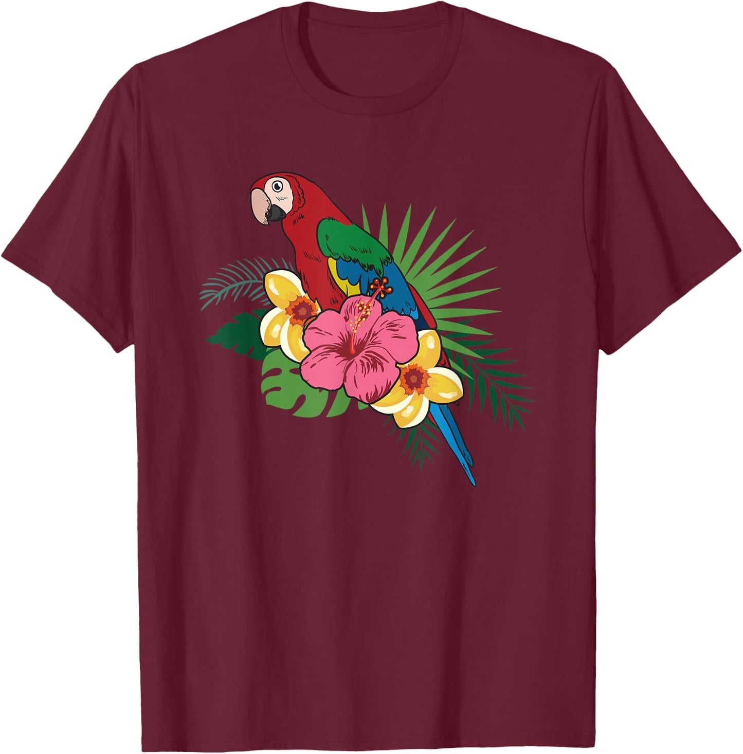 Vintage Aloha Hawaiian Parrot Shirt - Macaw T-Shirt - T-Shirt | Maroon