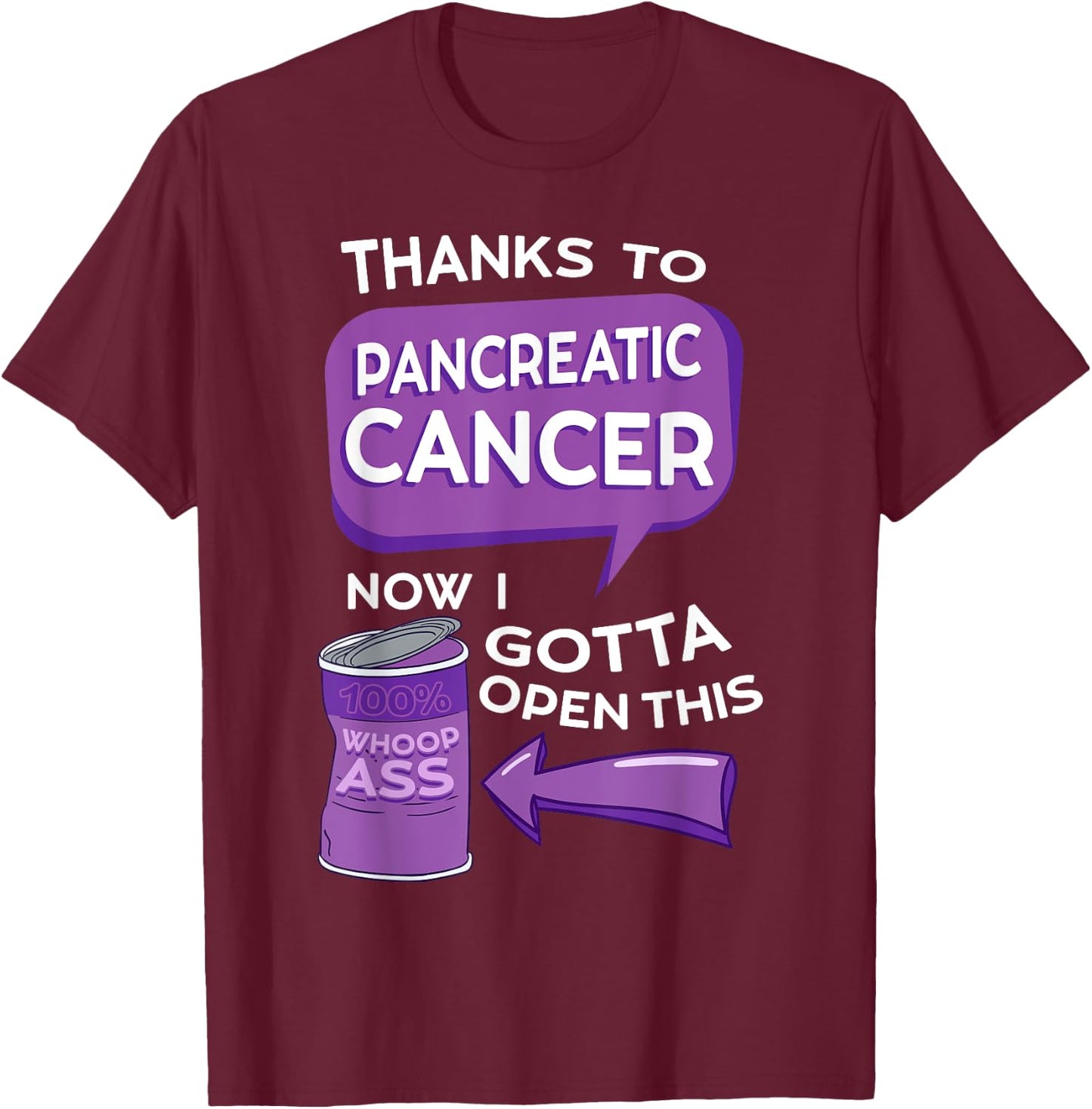 Pancreatic Cancer Awareness Adenocarcinoma Stomach Tumor T-Shirt - T-Shirt | Maroon