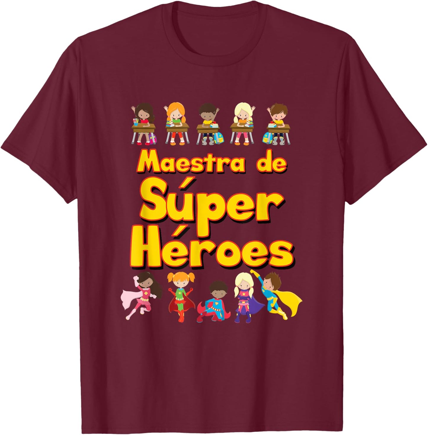 Maestra de Superhéroes T-Shirt - T-Shirt | Maroon