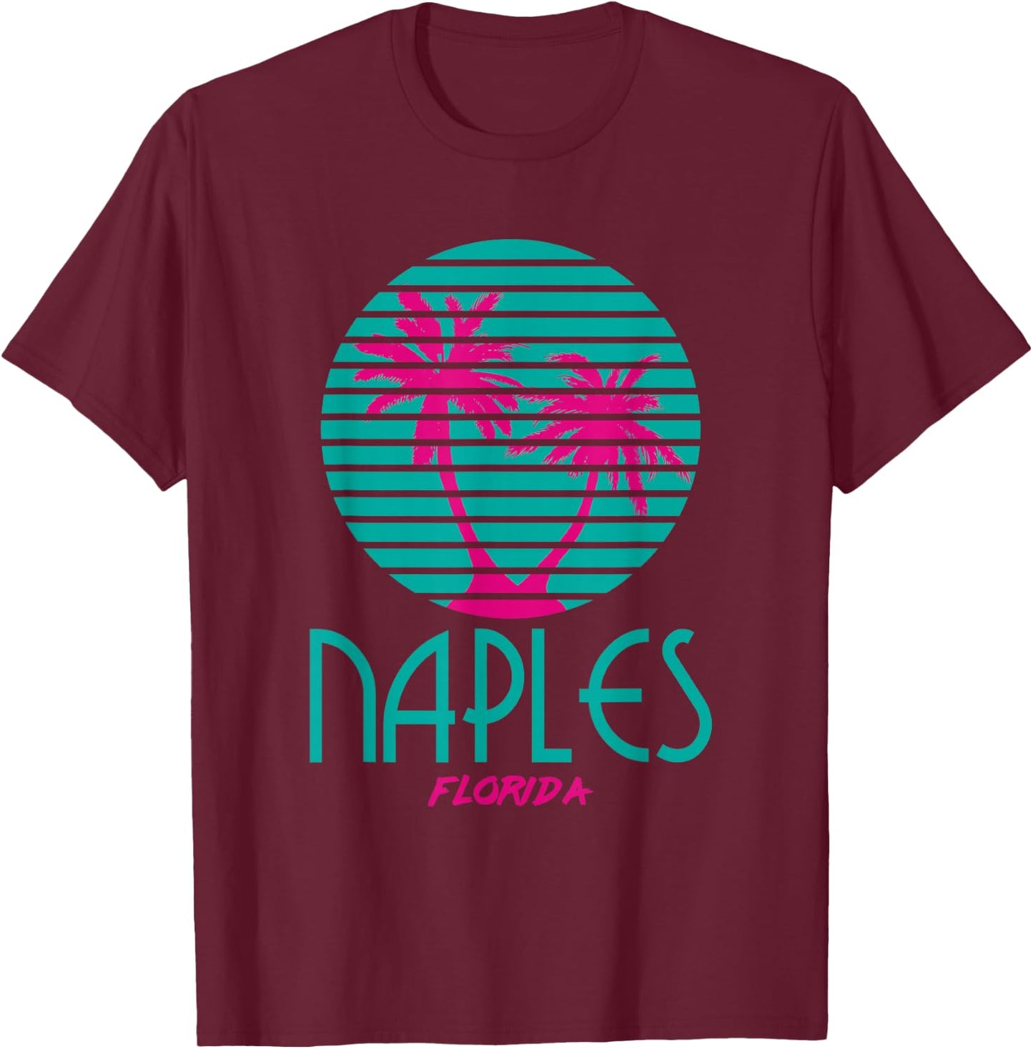 Naples Florida T Shirt Souvenirs 80s FL Palm Trees T-Shirt - T-Shirt | Maroon