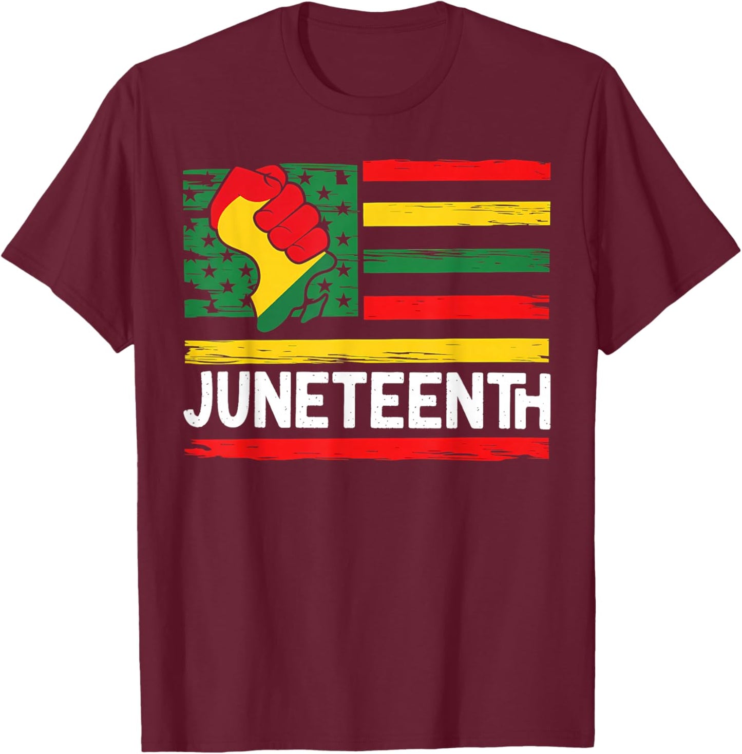 Juneteenth 1865 Freedom Day African Americans Flag T-Shirt - T-Shirt | Maroon