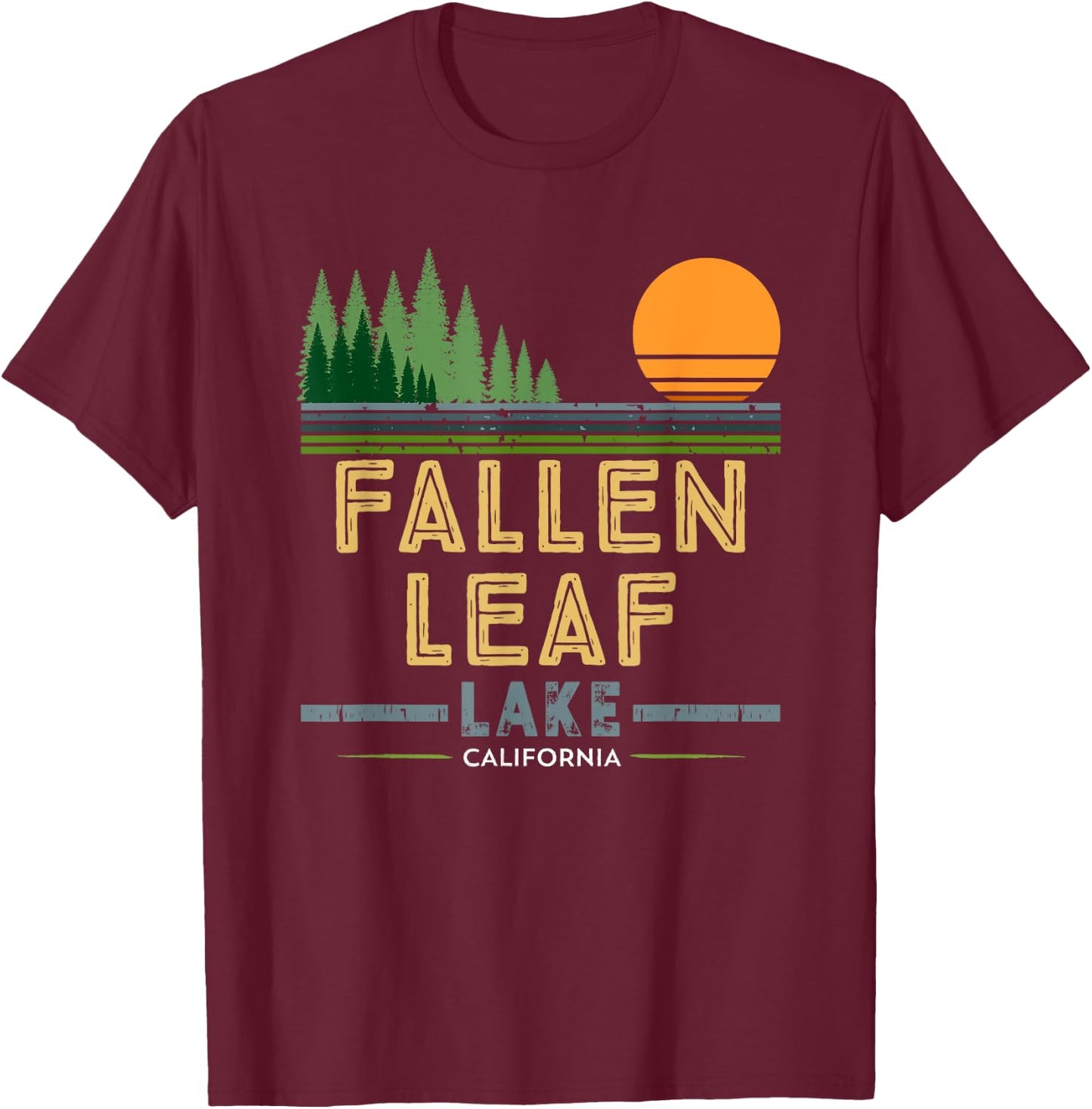 Vintage Fallen Leaf California T-Shirt - T-Shirt | Maroon