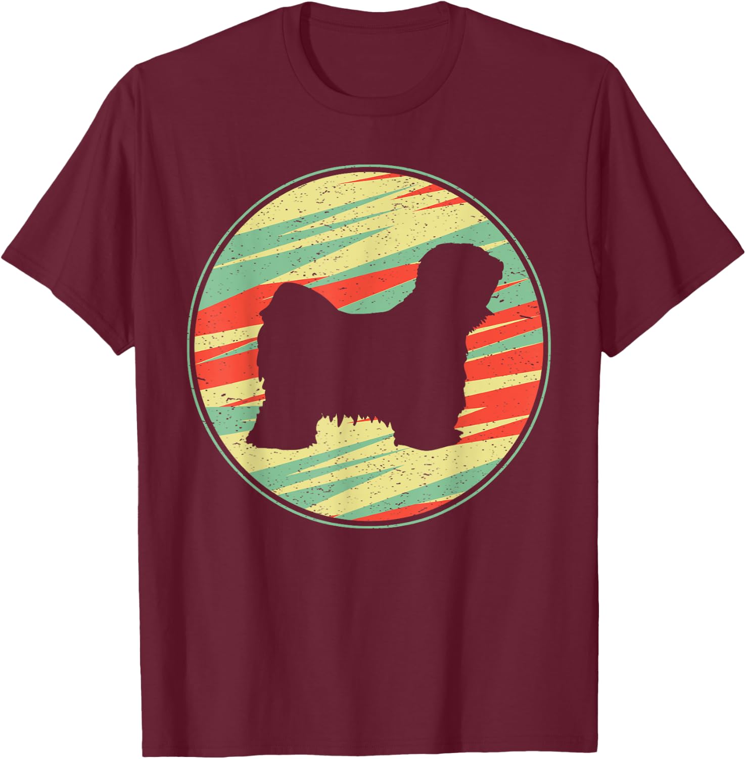 Tibetan Terrier Retro Vintage Silhouette Cute Dog Gift Men Women Kids T-Shirt - T-Shirt | Maroon