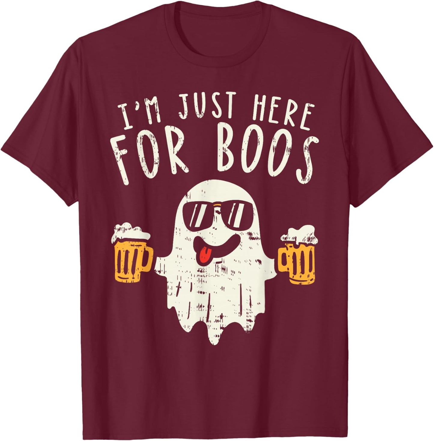 Im Just Here For The Boos Ghost Halloween Costume Beer Lover T-Shirt - T-Shirt | Maroon
