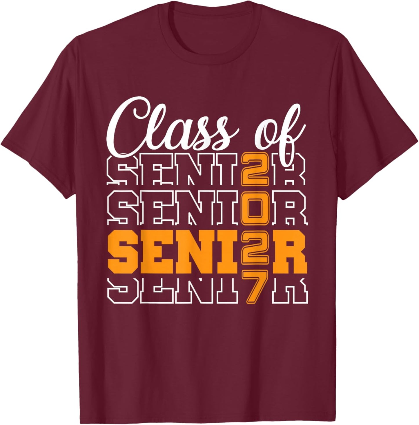 Proud Senior 2027 Graduation High School Class of 27 Men T-Shirt - T-Shirt | Maroon