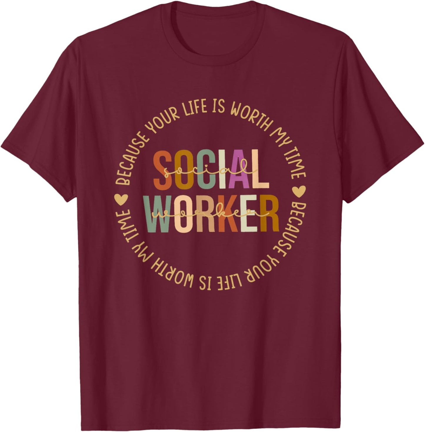 Advocate Support Empower Social Worker Social Work Month T-Shirt - T-Shirt | Maroon