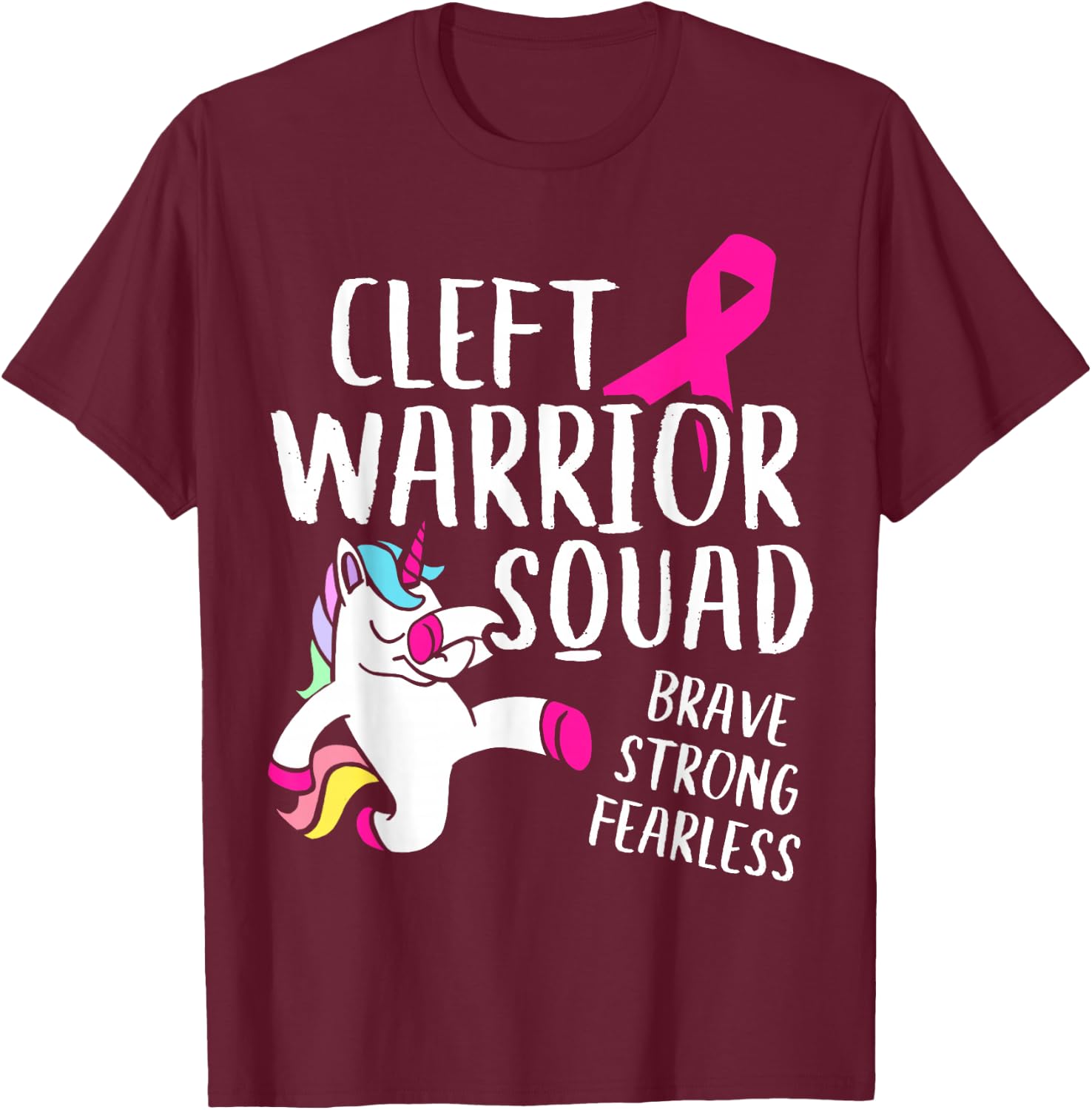 Cleft Palate Lip Warrior Squad Cleft Strong Awareness T-Shirt - T-Shirt | Maroon