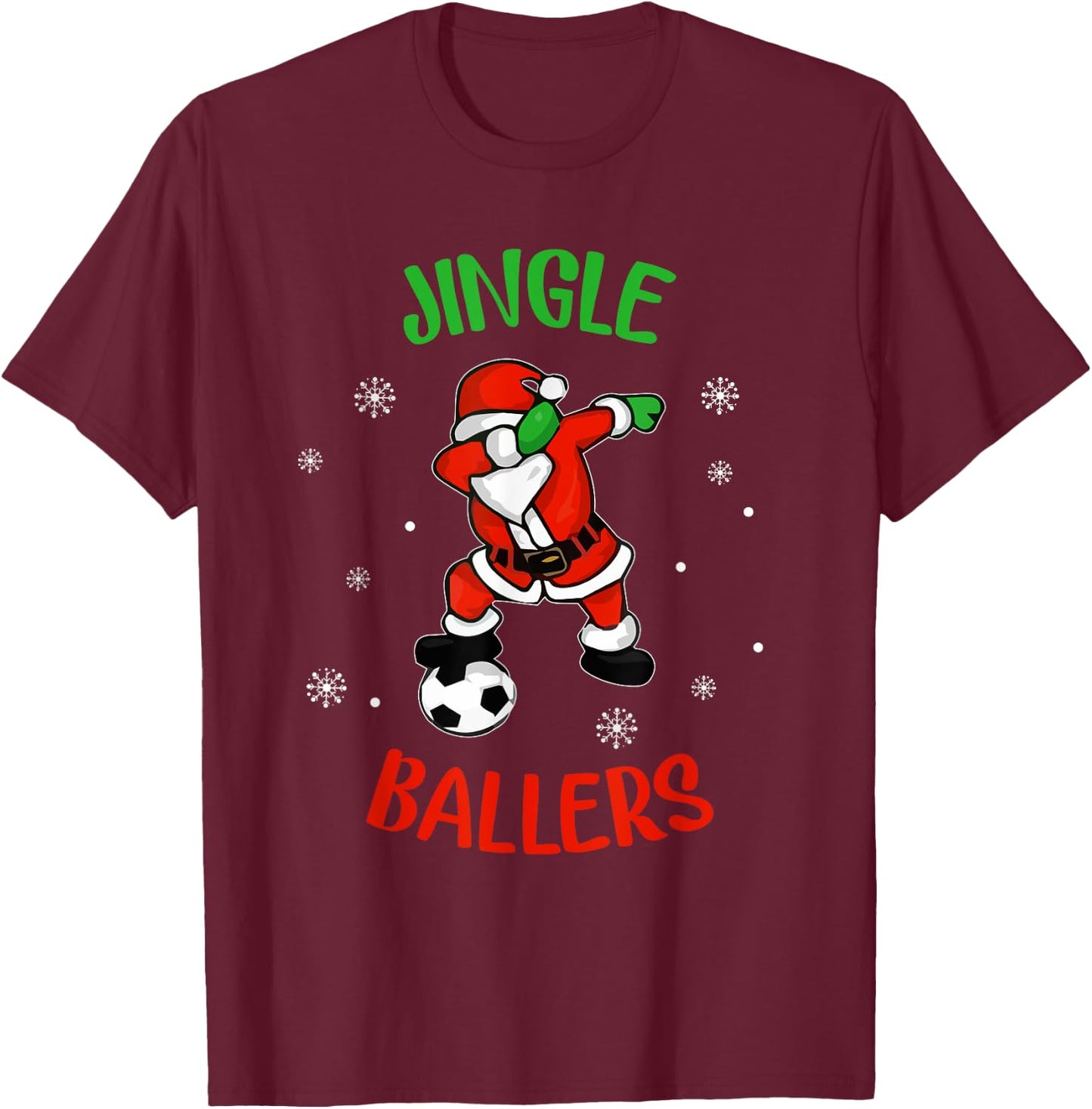 Jingle Ballers Christmas Soccer Santa Football T-Shirt - T-Shirt | Maroon