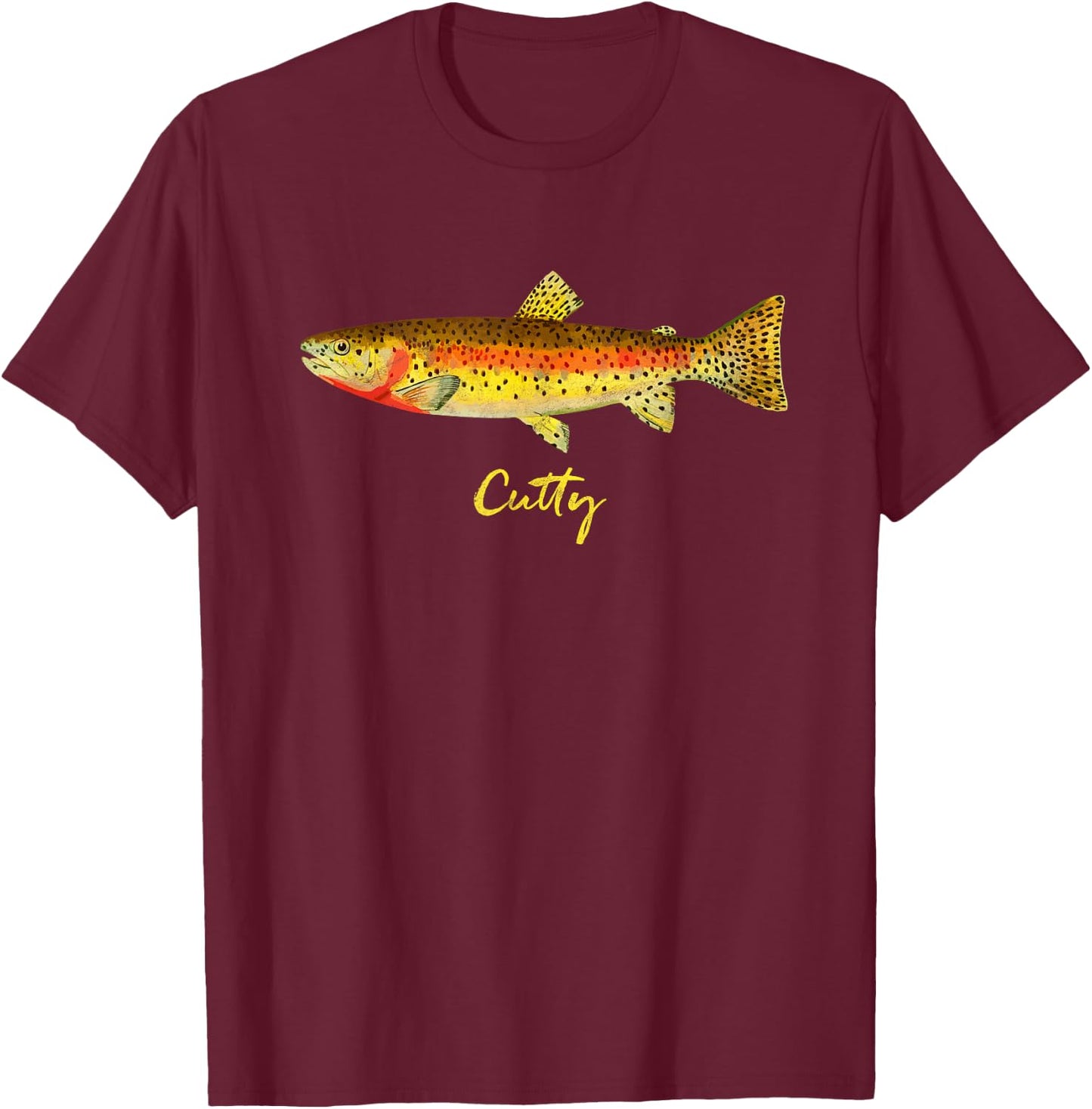 Retro Cutthroat Trout Vintage Fly Fishing T-Shirt - T-Shirt | Maroon