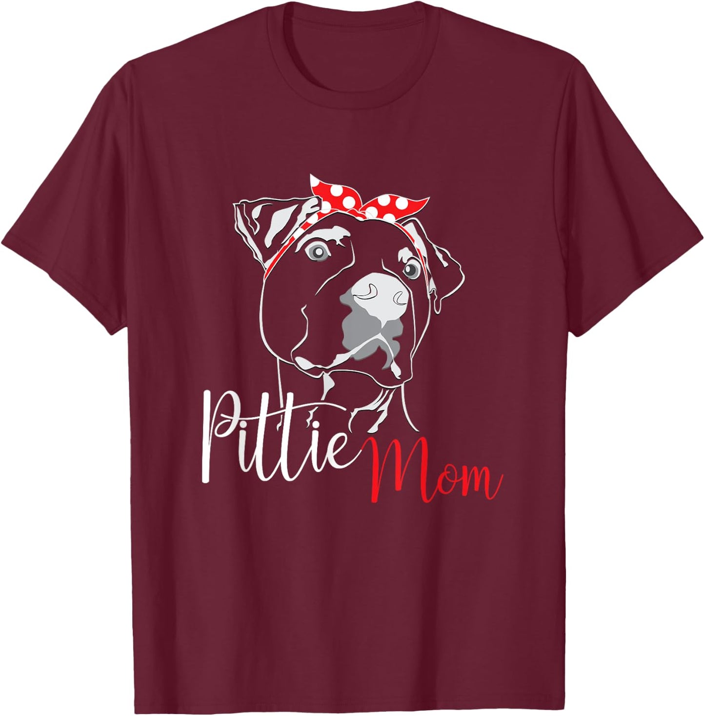 Pittie Mom American Pitbull Dog Lover Dogs Mother's Day Women Girls Kids T-Shirt - T-Shirt | Maroon