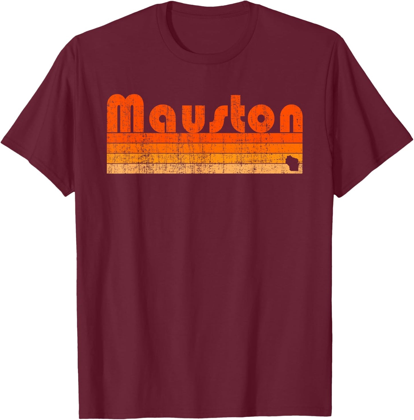 Retro 80s Style Mauston WI T-Shirt - T-Shirt | Maroon