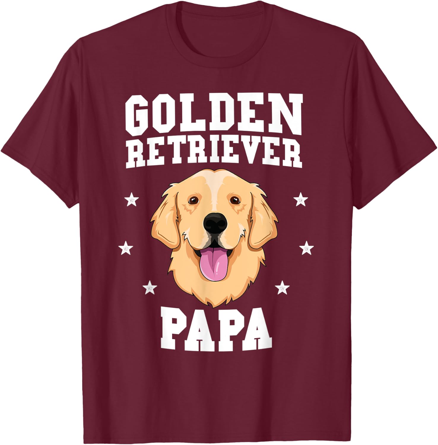 Golden Retriever Papa Father Fur Dad Dog Puppy Adopt Puppy Men Women Kids T-Shirt - T-Shirt | Maroon