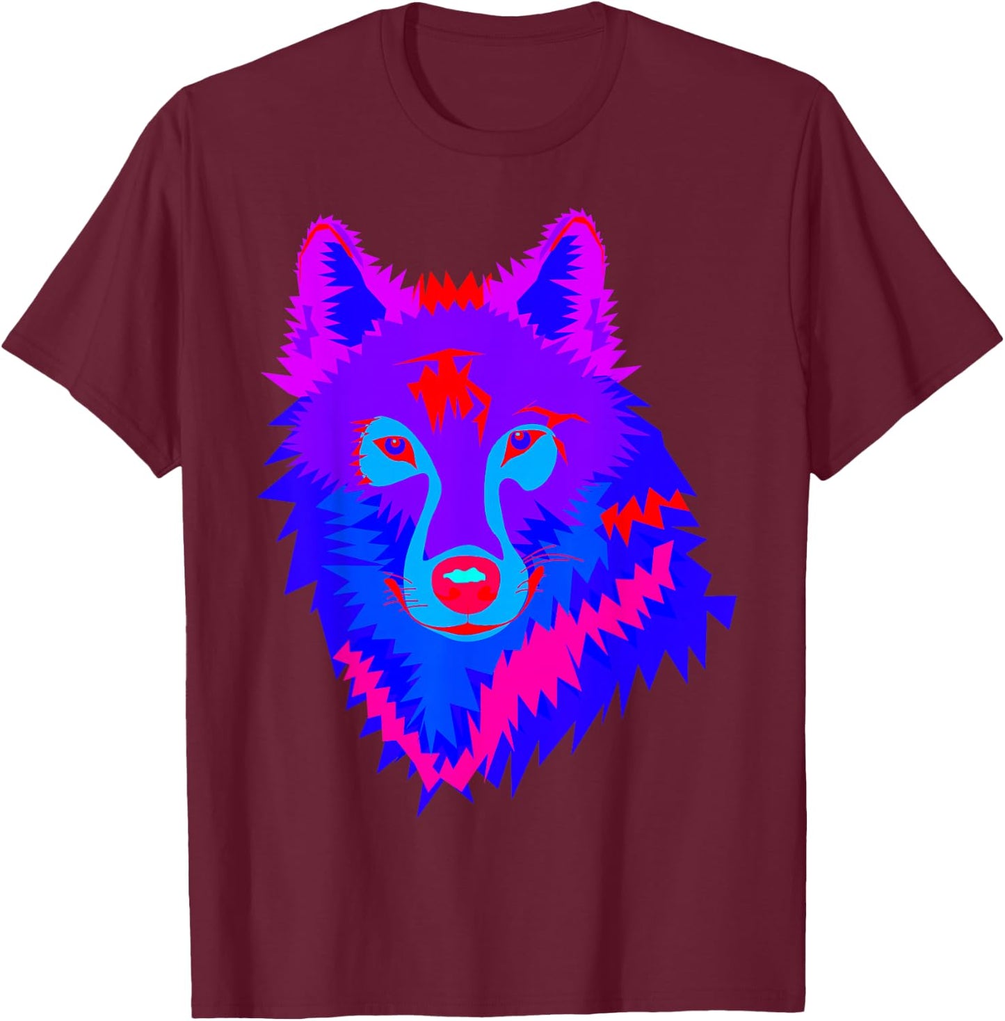 EDM Electronic Dance Music Techno Trippy Wolf Rave Shirt T-Shirt - T-Shirt | Maroon