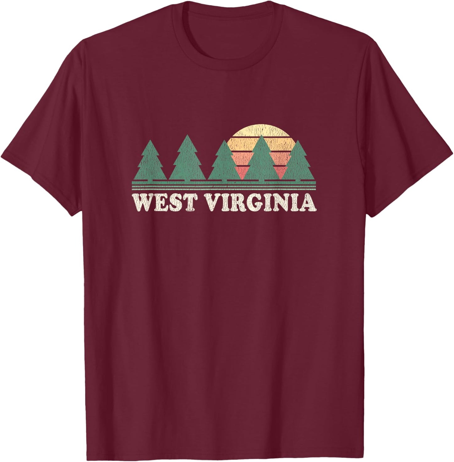 West Virginia WV Vintage Retro 70s T-Shirt - T-Shirt | Maroon