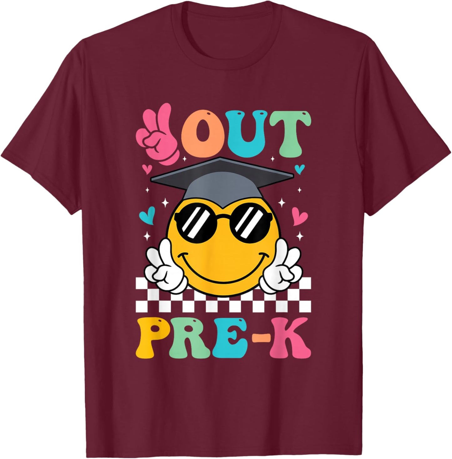 Peace Out Preschool Graduation Pre-K Last Day Of School T-Shirt - T-Shirt | Maroon