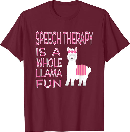 Speech Language Pathology Funny Women SLP Therapist Llama T-Shirt - T-Shirt | Maroon