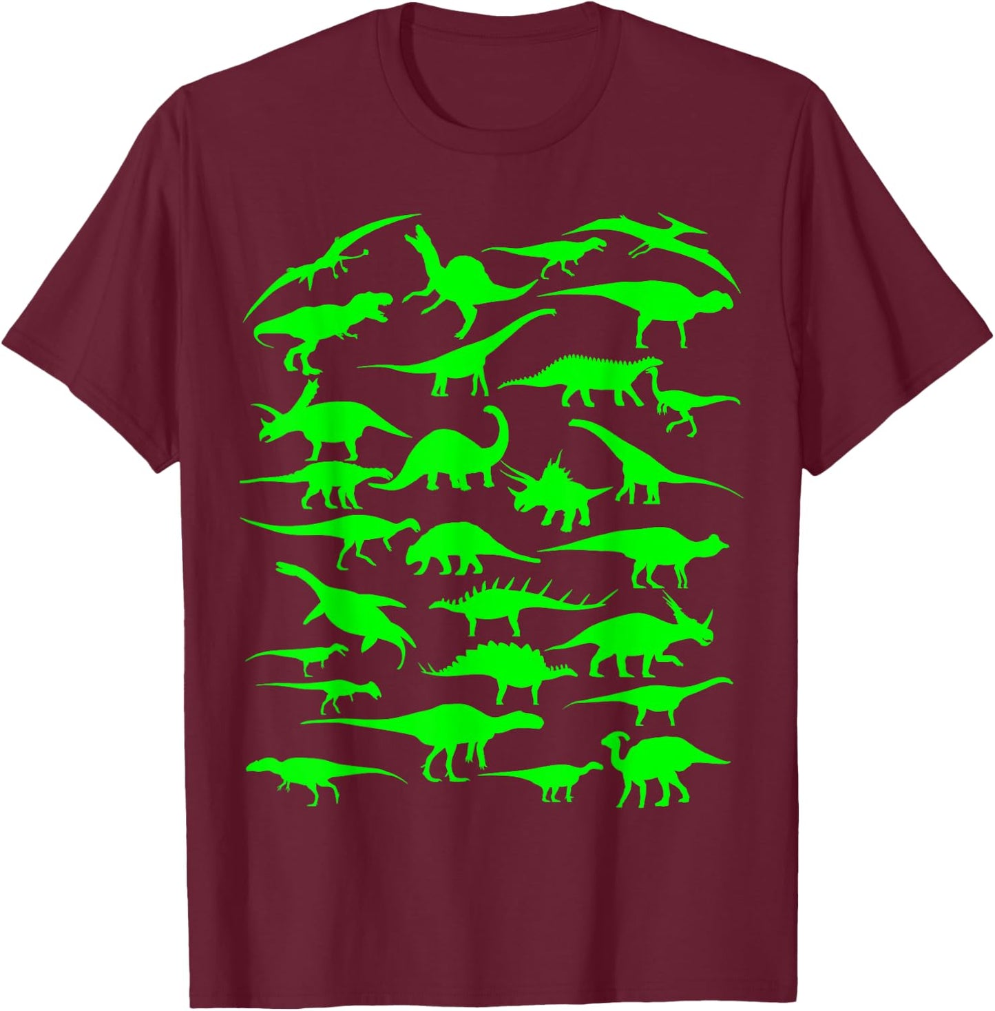 Funny Sheldon Nerdy Dinosaurs All Over Science Geek Gift T-Shirt - T-Shirt | Maroon