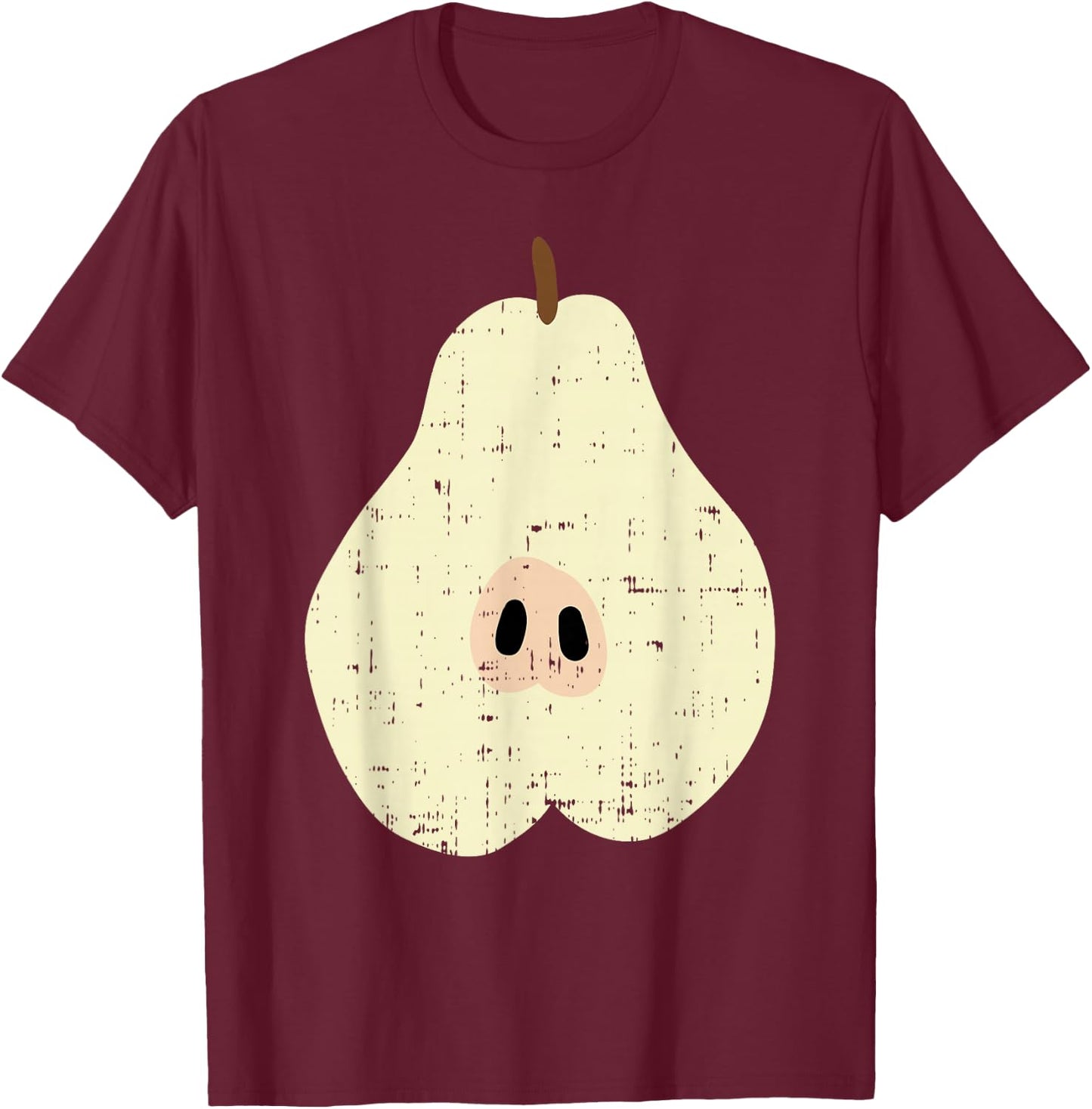 Pear Funny Fruit Food Lazy DIY Easy Halloween Costume T-Shirt - T-Shirt | Maroon