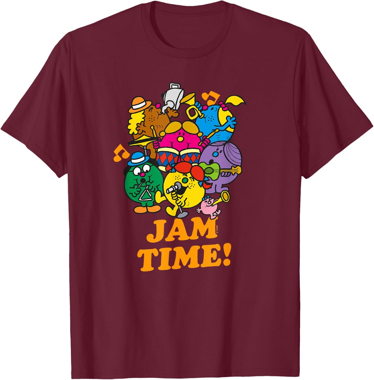 Mr. Men Little Miss Retro Music Jam Time T-Shirt - T-Shirt | Maroon