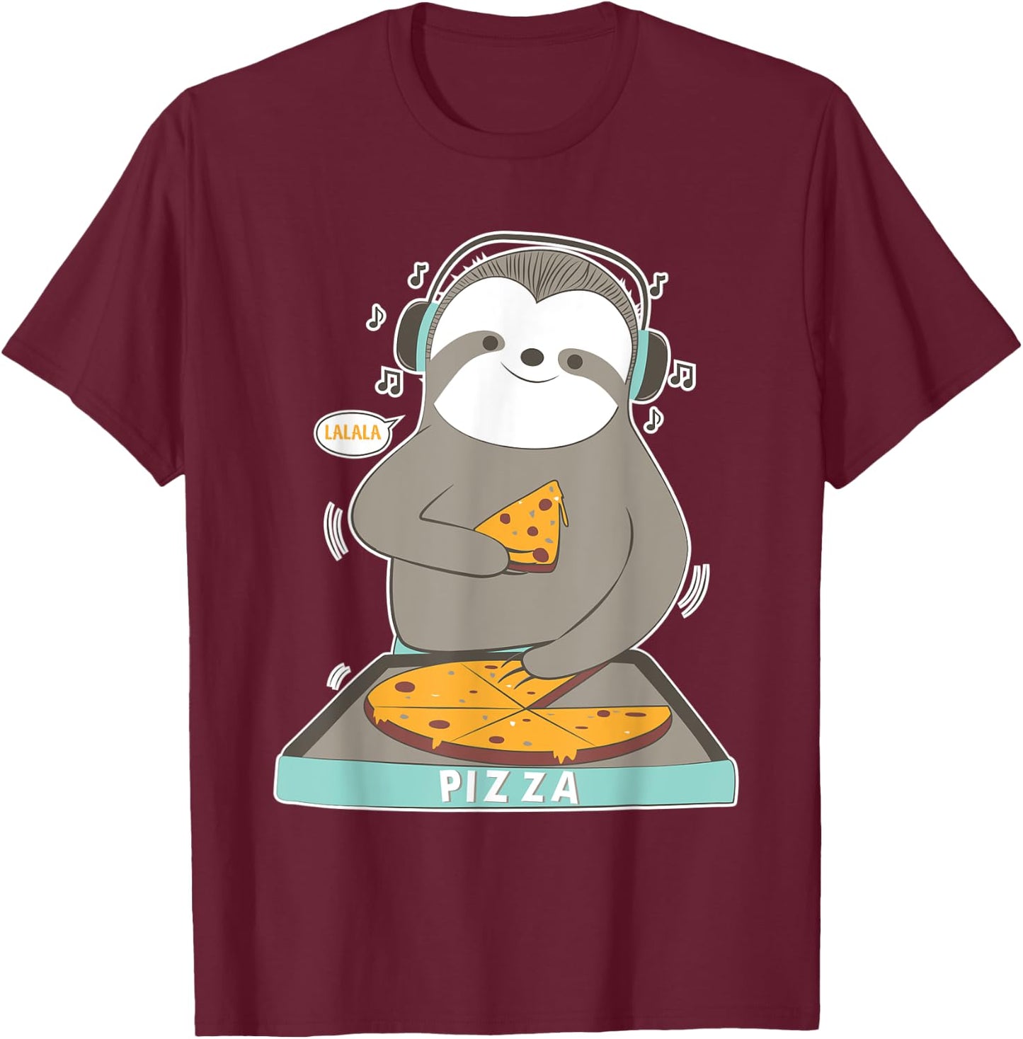 Sloth Pizza Shirt Women Kids Girls Boys T-Shirt - T-Shirt | Maroon