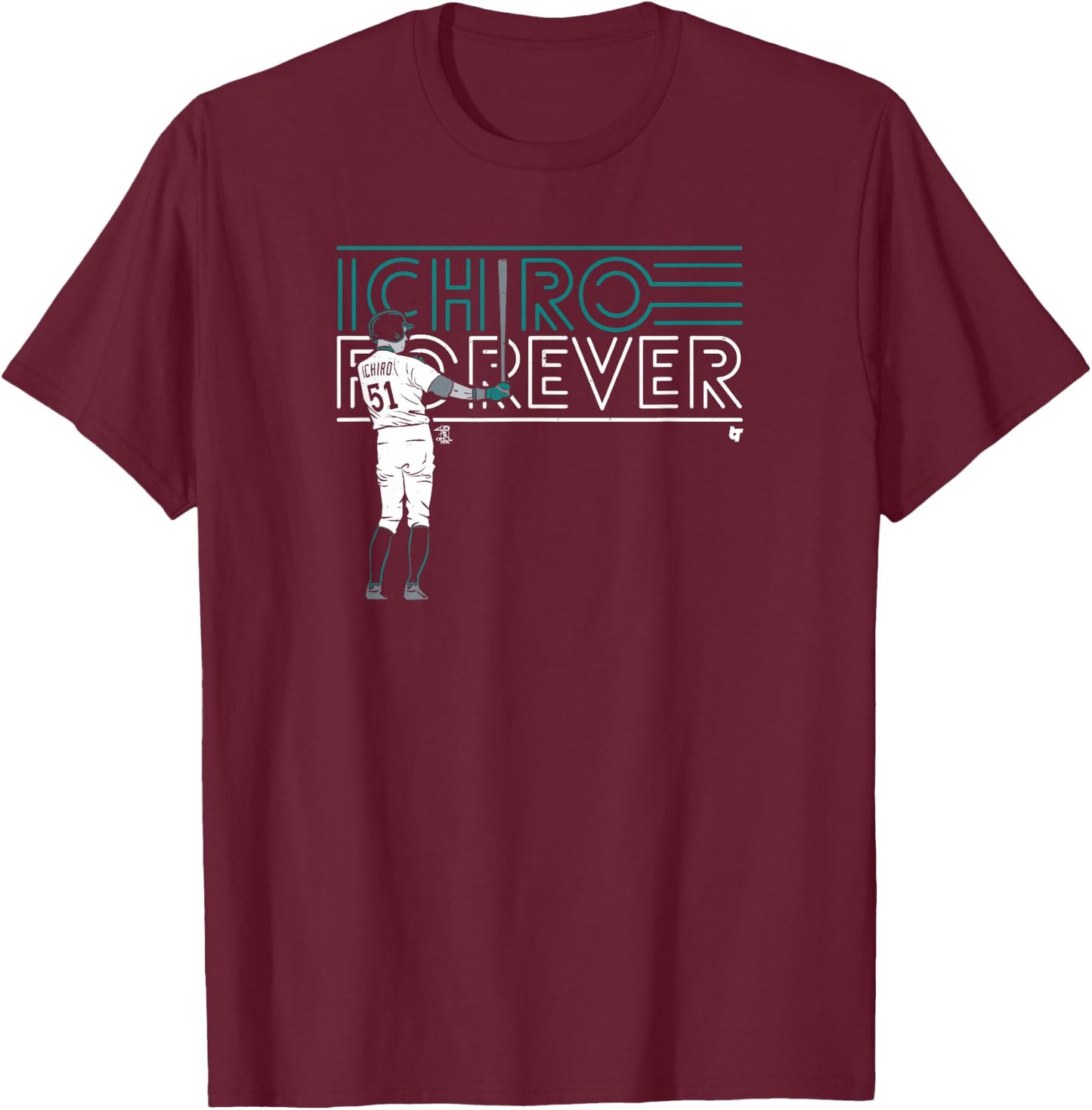 Ichiro Suzuki - Ichiro Forever - Seattle Baseball T-Shirt - T-Shirt | Maroon