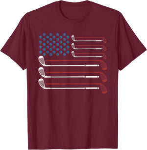 Amerikan Unabhngigkeitstag-Erinnerungspatriot Golf Clubs USA Flag Red White and Blue T-Shirt - T-Shirt | Maroon
