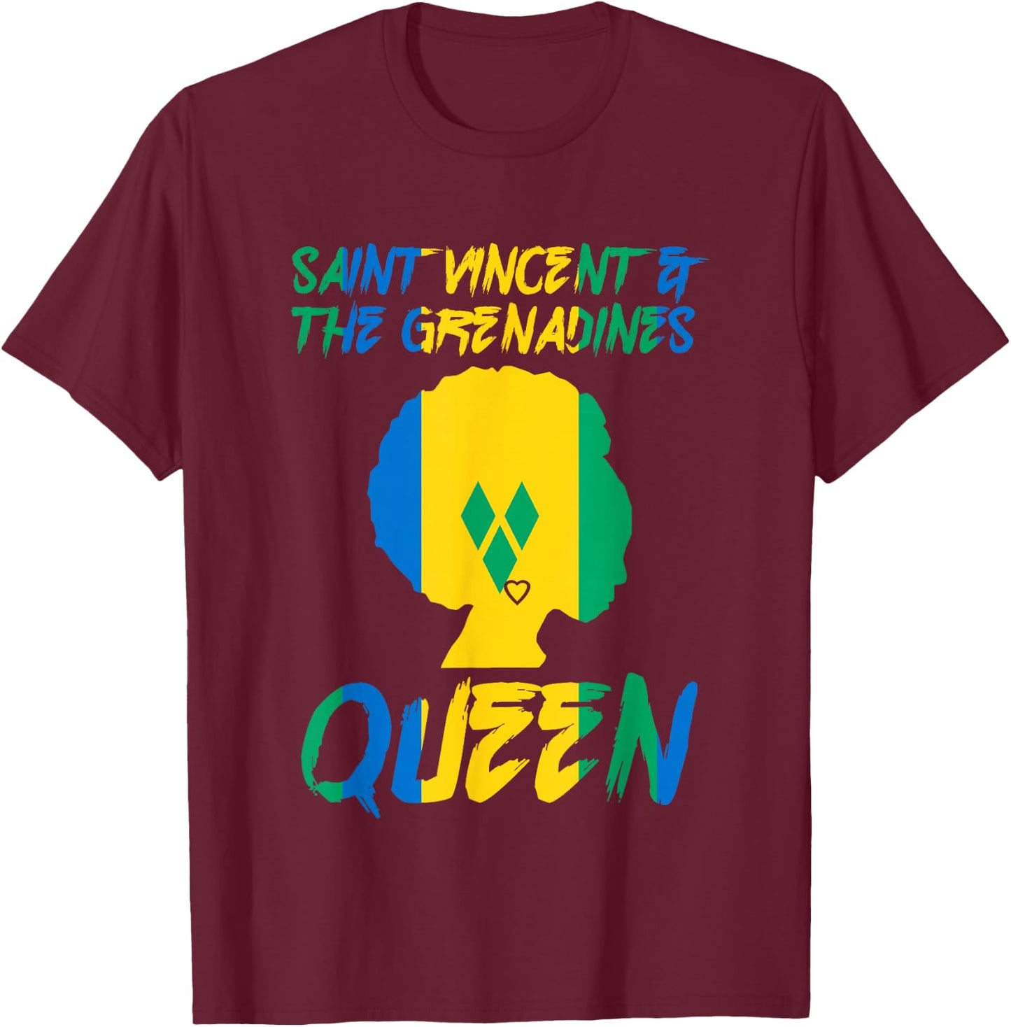 St Vincent & The Grenadines Queen Flag Afro Pride Proud T-Shirt - T-Shirt | Maroon
