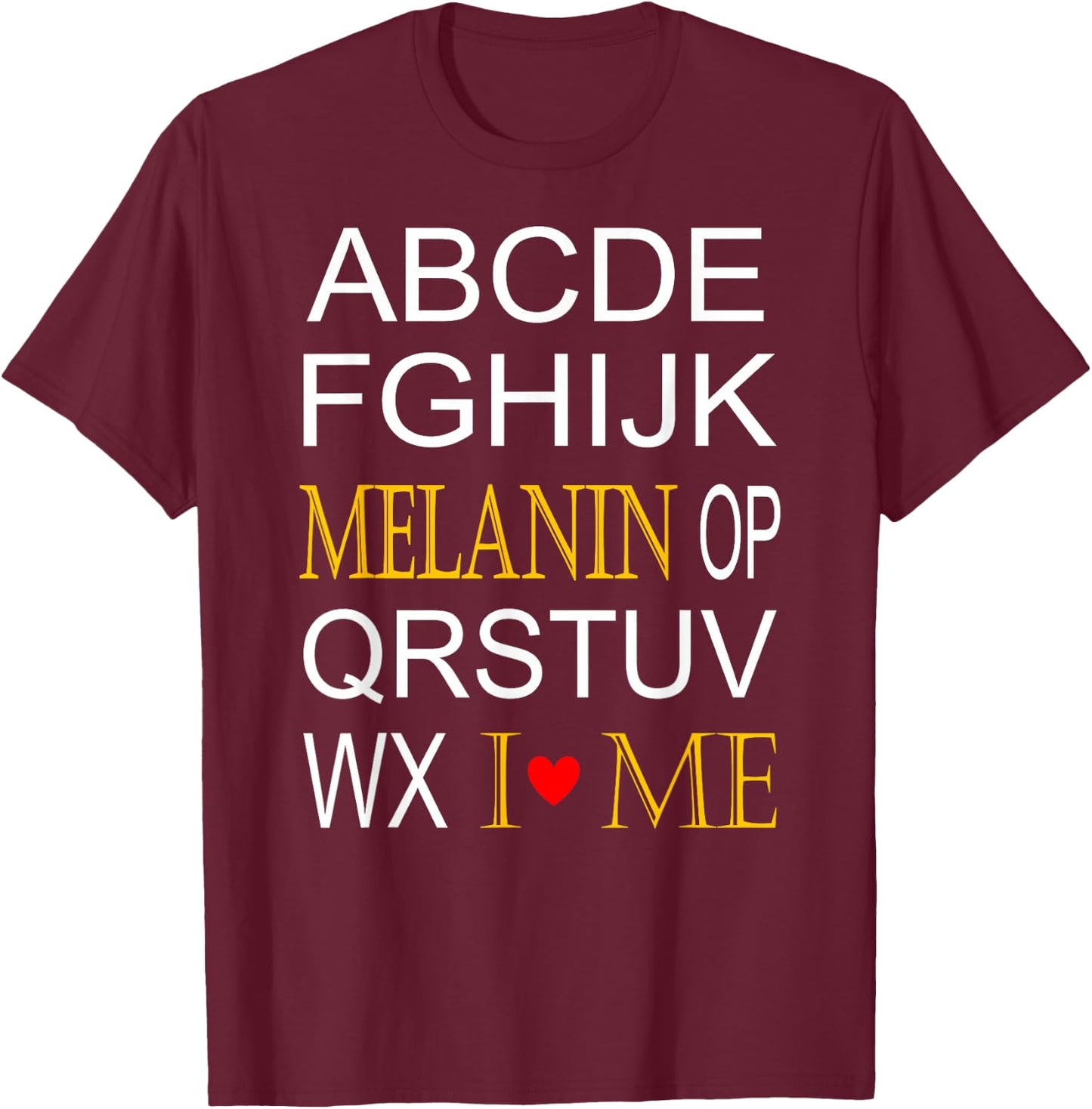 Melanin Abc's Art for African American Children T-Shirt - T-Shirt | Maroon
