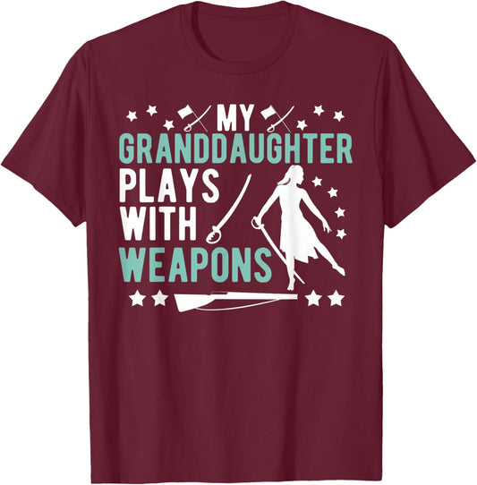 My Granddaughter Color Guard Grandpa Funny Guard Grandfather T-Shirt - T-Shirt | Maroon