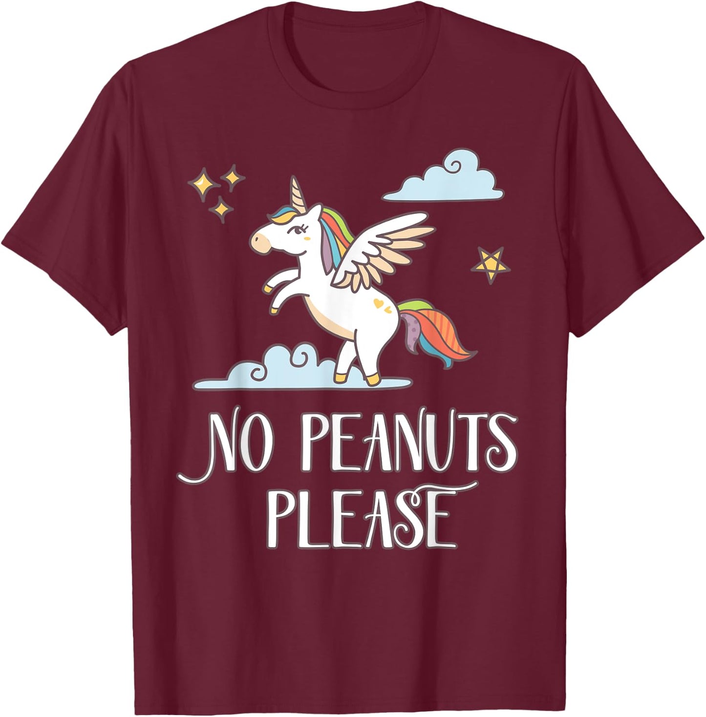 No Peanuts Please - Unicorn Theme for Peanut Allergy T-Shirt - T-Shirt | Maroon