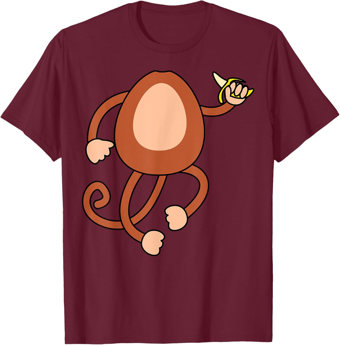 Monkey Holding Banana Costume Funny Easy Halloween Gift T-Shirt - T-Shirt | Maroon