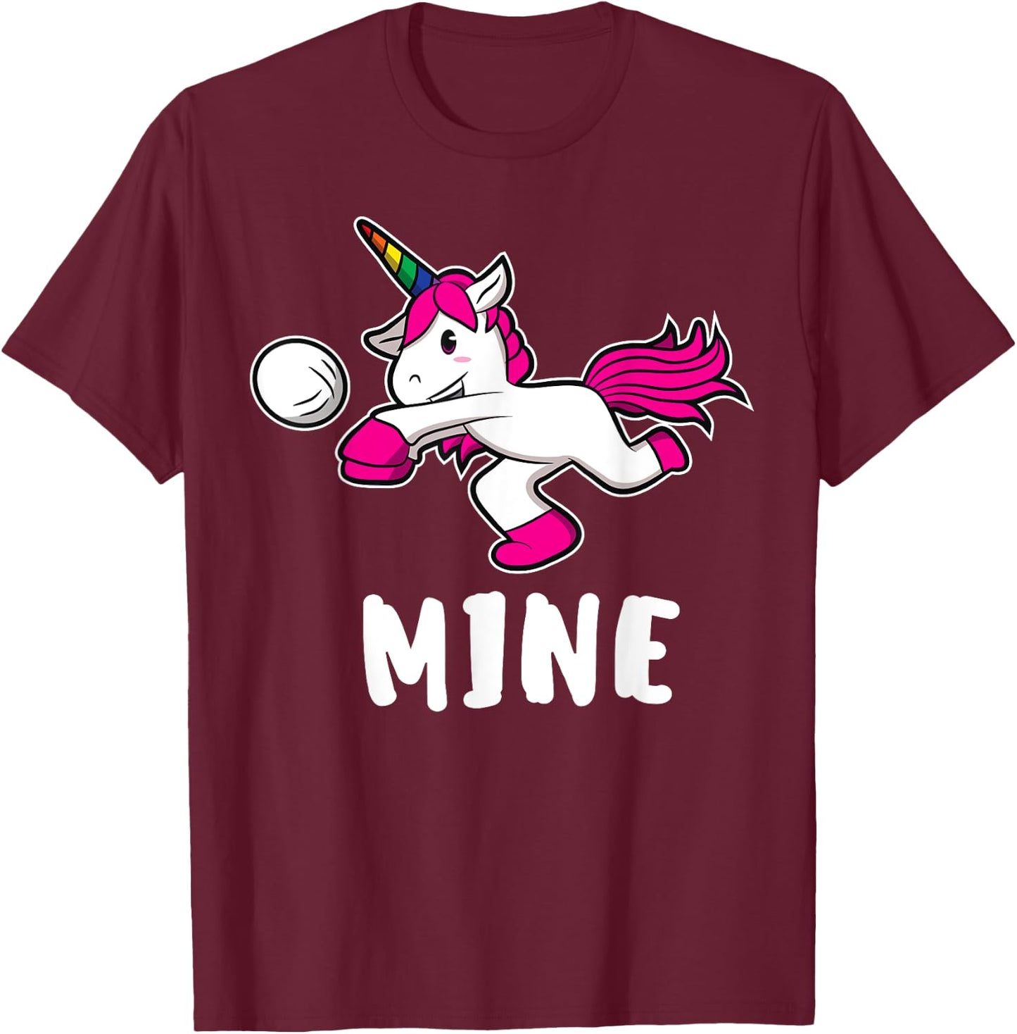 Funny Mine Volleyball Unicorn For Volleyball Girls T-Shirt - T-Shirt | Maroon