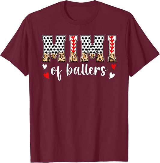 Mimi Of Ballers Baseball Soccer Mimi Grandma T-Shirt - T-Shirt | Maroon