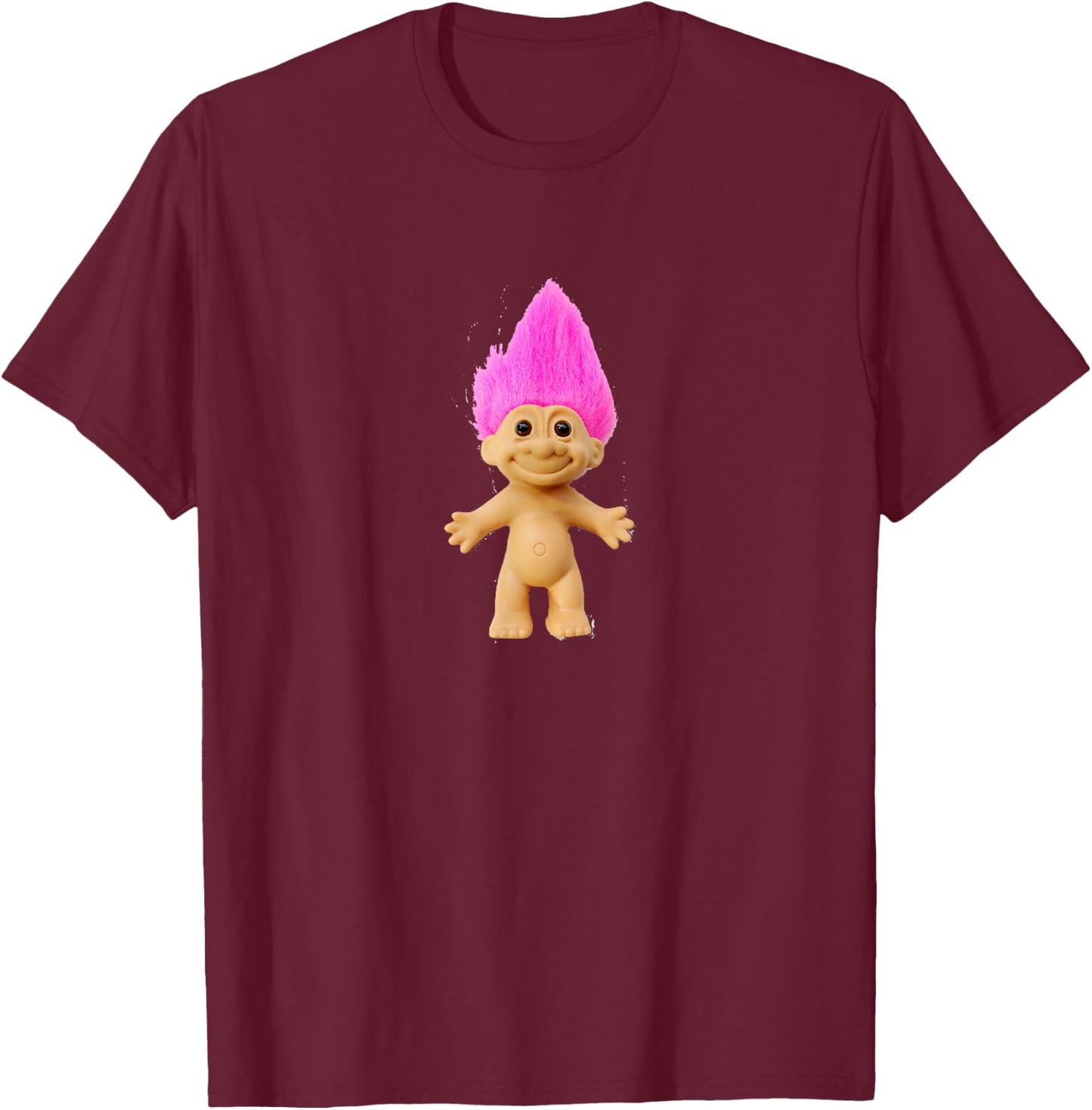 Pink Haired Troll Doll T-Shirt - T-Shirt | Maroon