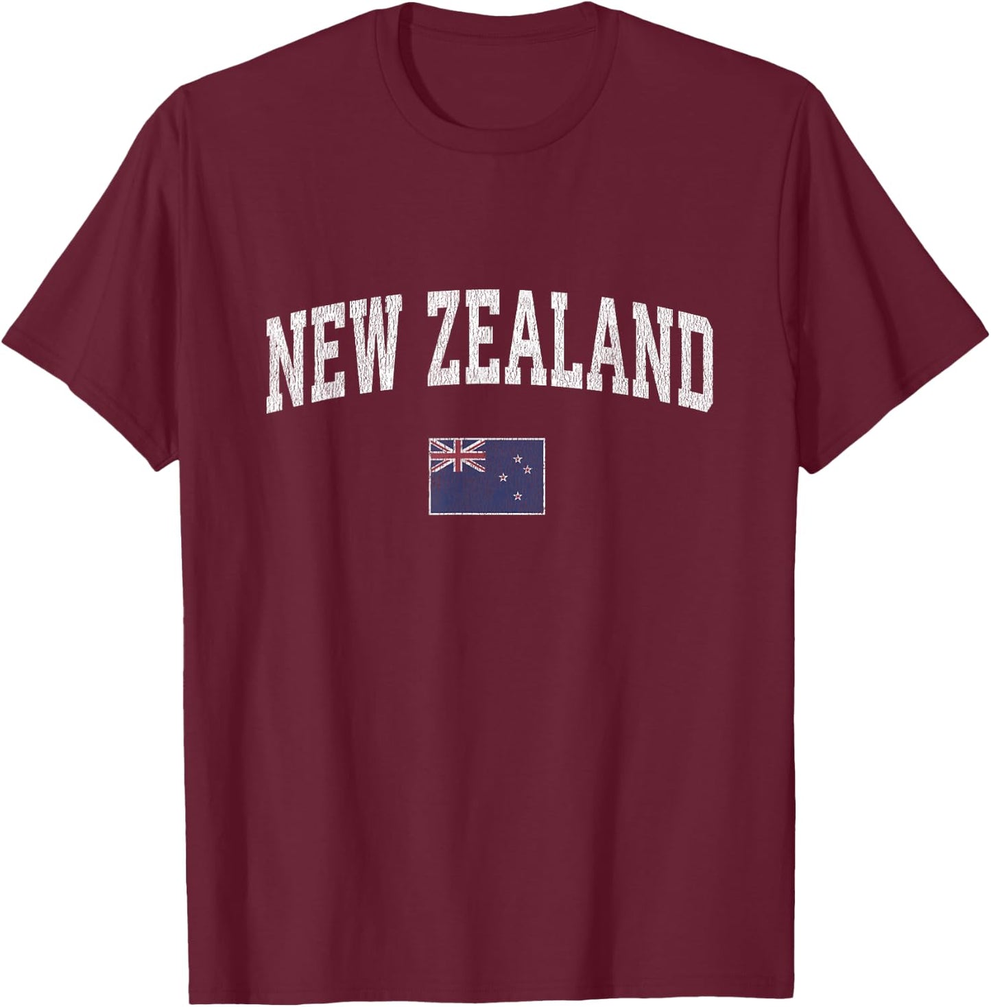 New Zealand Vintage Sports New Zealander Flag T-Shirt - T-Shirt | Maroon