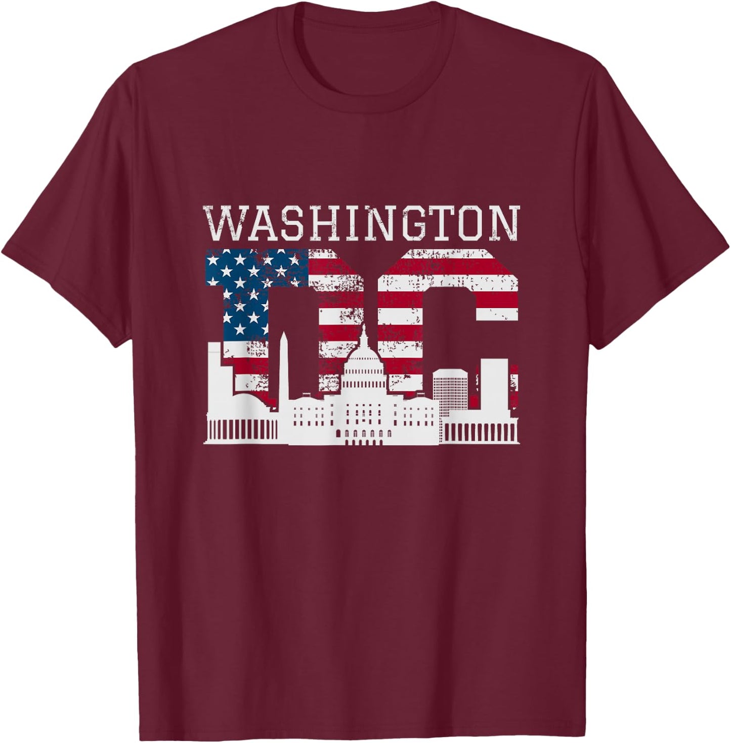 Washington DC Capitol Hill USA Flag Souvenir T-Shirt - T-Shirt | Maroon