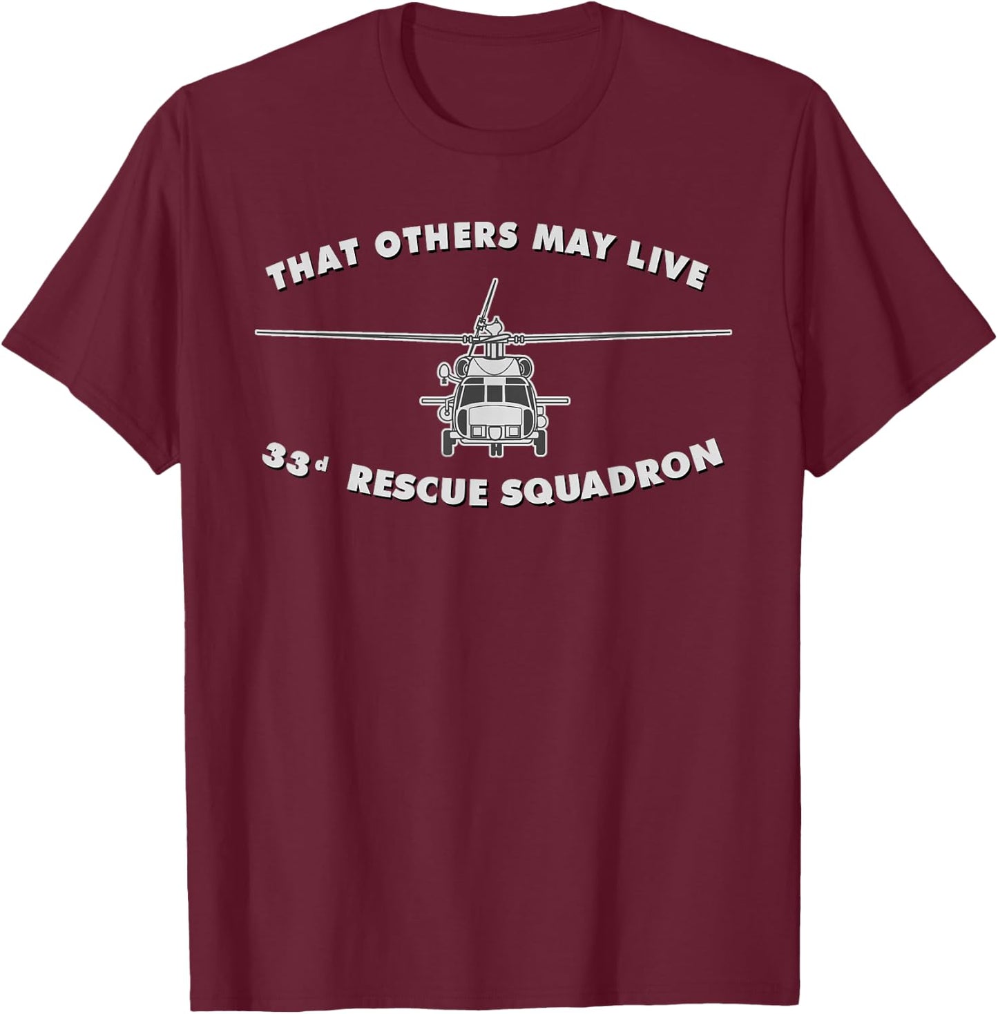 33rd Rescue Squadron HH-60 Pave Hawk Helicopter T-Shirt - T-Shirt | Maroon
