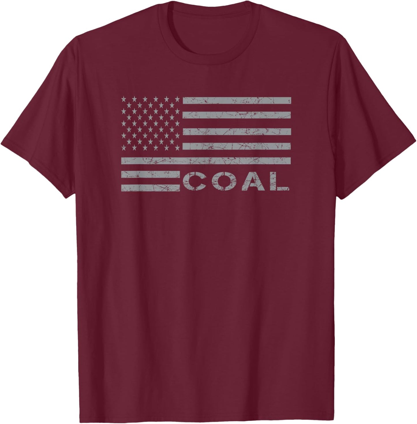 Vintage American Flag for Coal Mining T-Shirt - T-Shirt | Maroon