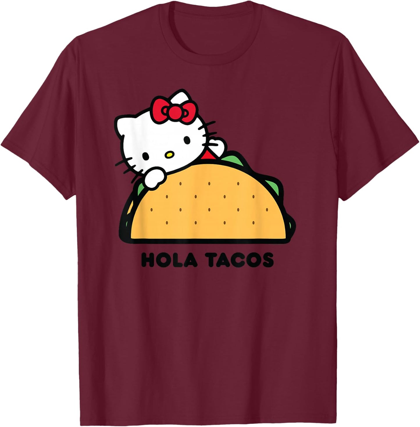 Hello Kitty Hola Tacos T-Shirt - T-Shirt | Maroon