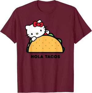 Hello Kitty Hola Tacos T-Shirt - T-Shirt | Maroon