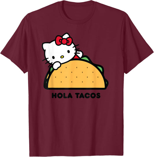 Hello Kitty Hola Tacos T-Shirt - T-Shirt | Maroon