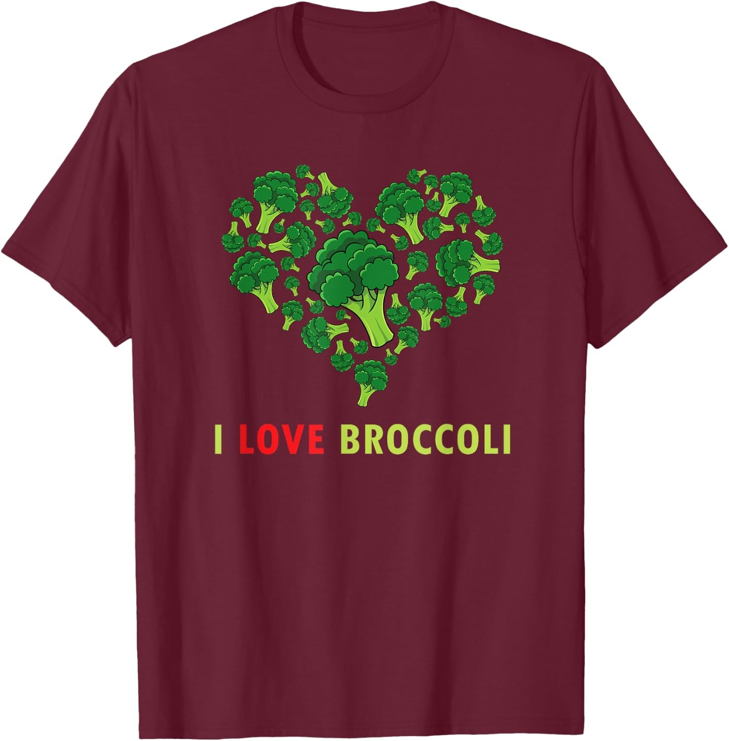 Funny Broccoli Gift - I Love Broccoli - Kids Vegetarian Keto T-Shirt - T-Shirt | Maroon