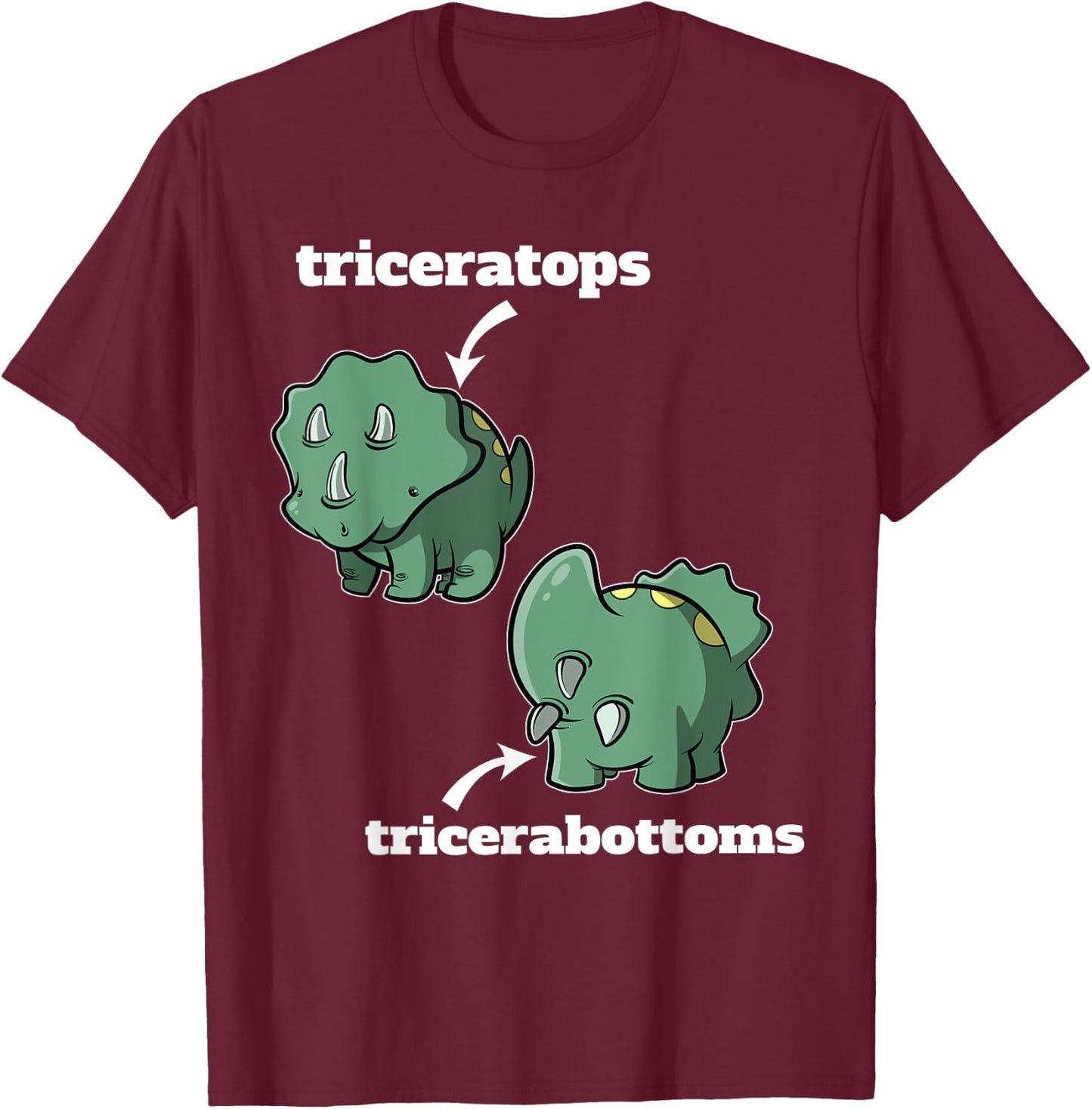 Triceratops Tricerabottoms Funny Dinosaur T-Shirt - T-Shirt | Maroon