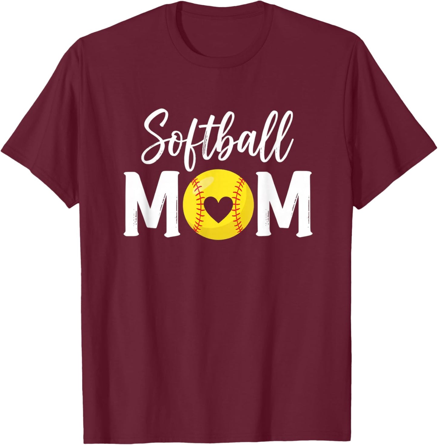 Softball Mom Heart Softball MOM T-Shirt - T-Shirt | Maroon