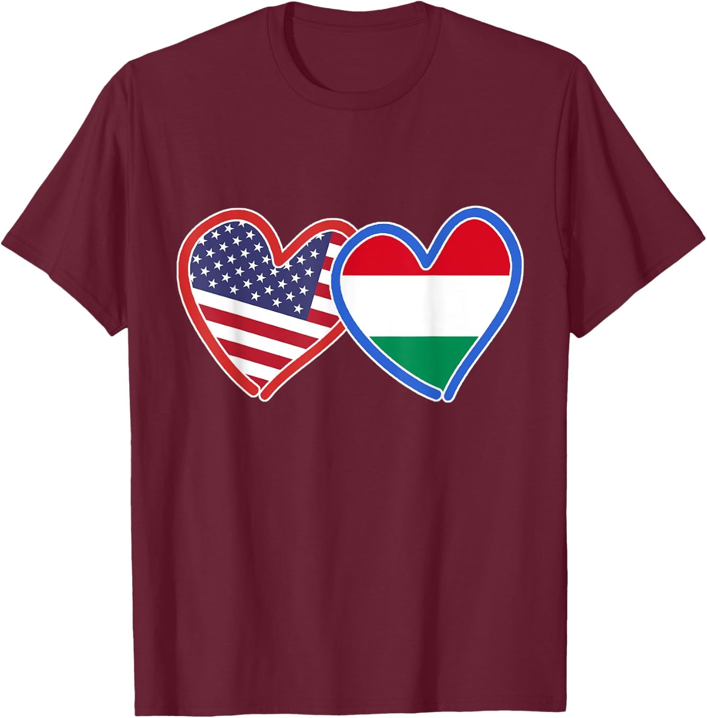 Hungarian American Hungary & America Flag T-Shirt - T-Shirt | Maroon