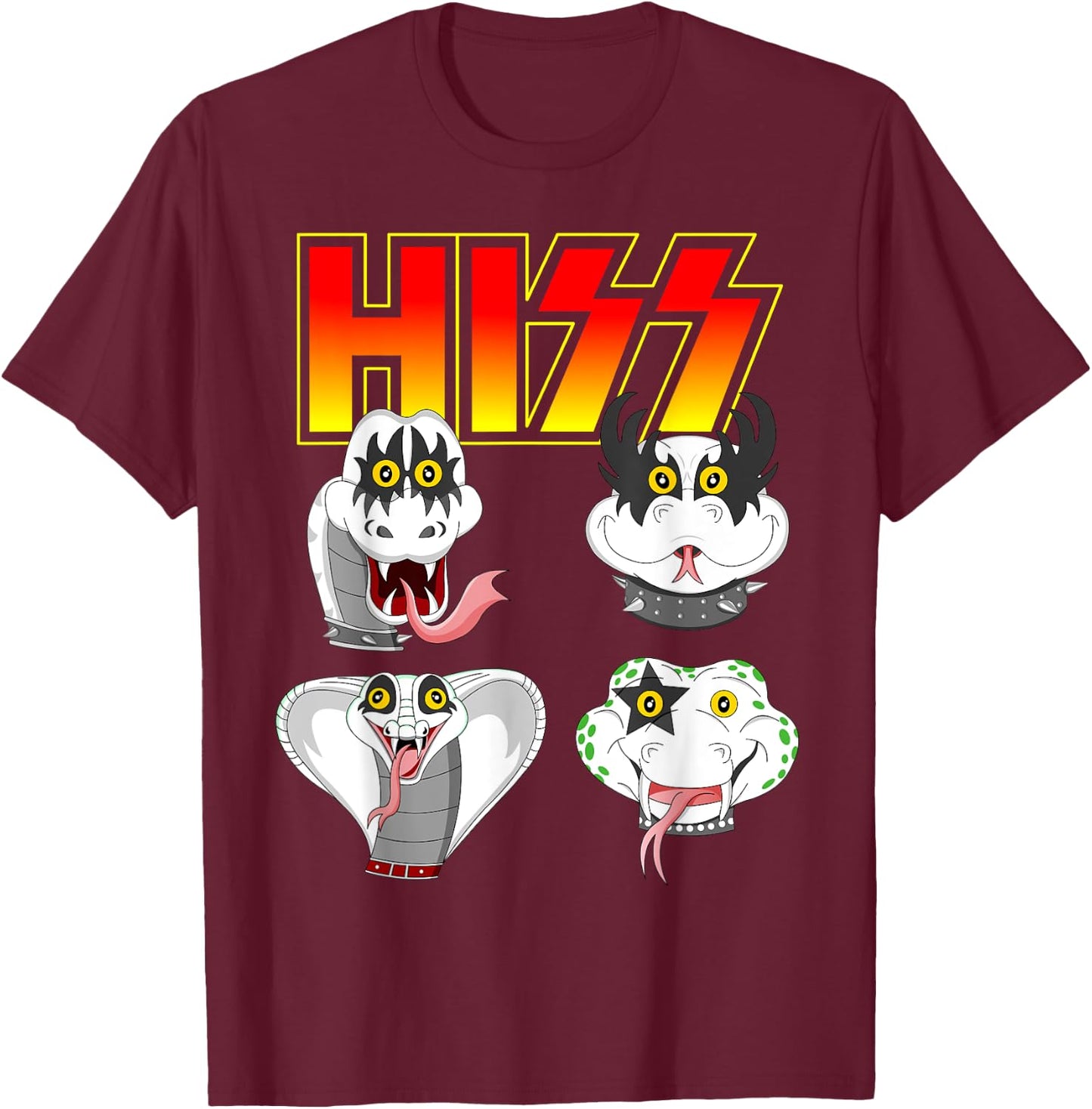 Hiss Funny Snake Lover Rock And Roll Band Gift T-Shirt - T-Shirt | Maroon