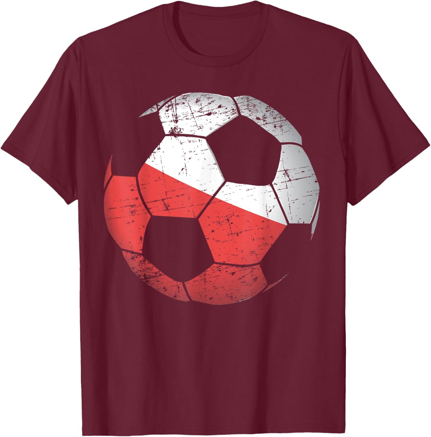 Poland Soccer Ball Flag Jersey Shirt - Polish Football Gift T-Shirt - T-Shirt | Maroon
