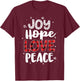 Joy Hope Love Peace Red Buffalo Plaid Christmas Mom Women T-Shirt - T-Shirt | Maroon