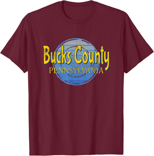 Bucks County PA Pennsylvania Vintage Style T-Shirt - T-Shirt | Maroon